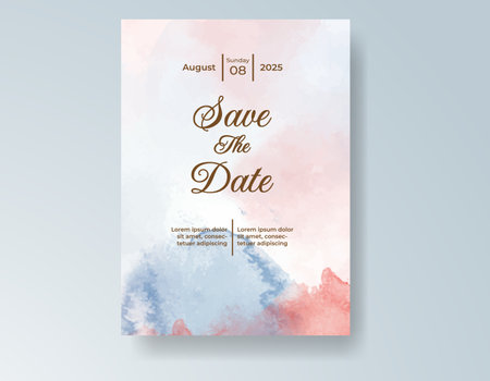 Watercolor wedding invitation card, design template for invitationのイラスト素材