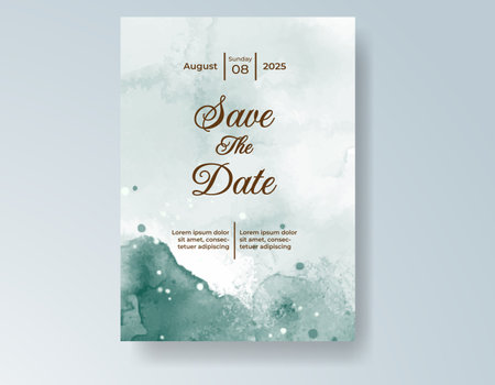 Watercolor wedding invitation card, design template for invitationのイラスト素材