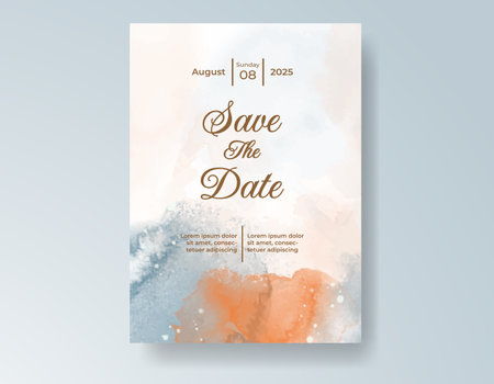 Watercolor wedding invitation card, design template for invitationのイラスト素材