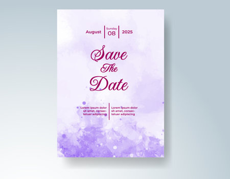 Watercolor wedding invitation card, design template for invitationのイラスト素材