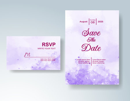 Watercolor wedding invitation card, design template for invitationのイラスト素材