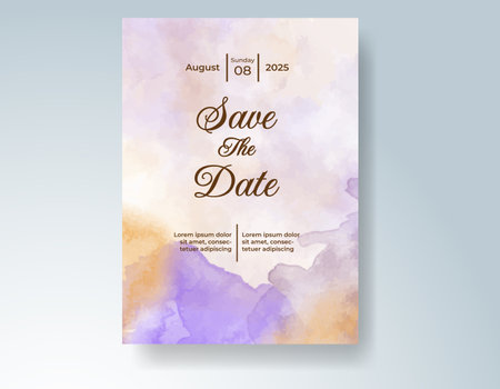 Watercolor wedding invitation card, design template for invitationのイラスト素材