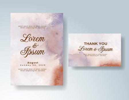 Watercolor wedding invitation card, design template for invitationのイラスト素材