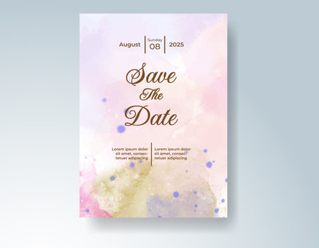 Watercolor wedding invitation card, design template for invitationのイラスト素材