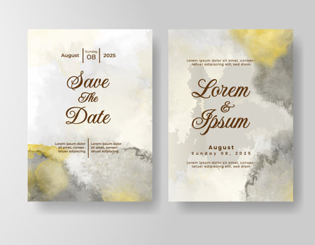 Watercolor wedding invitation cardのイラスト素材