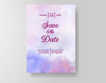 Watercolor wedding invitation cardのイラスト素材