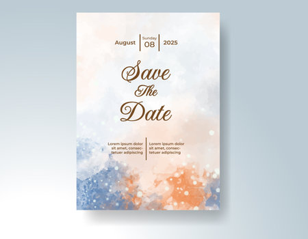 Watercolor wedding invitation cardのイラスト素材
