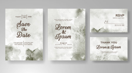 Wedding invitation with abstract splash watercolorのイラスト素材