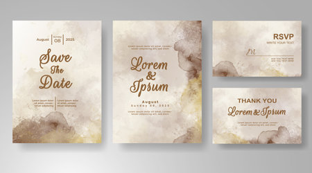 Watercolor wedding invitation cardのイラスト素材