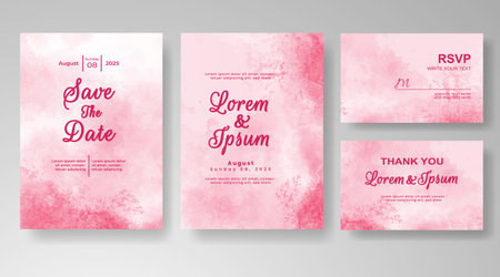 Wedding invitation with abstract splash watercolorのイラスト素材