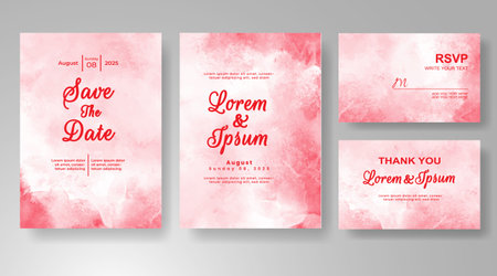 Watercolor wedding invitation cardのイラスト素材