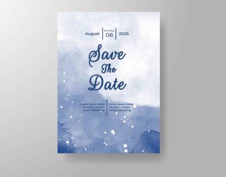 Wedding invitation with abstract splash watercolorのイラスト素材