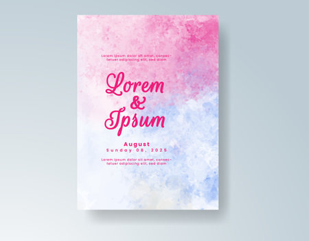 Wedding invitation with abstract splash watercolorのイラスト素材