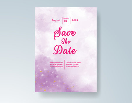 Watercolor wedding invitation cardのイラスト素材