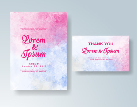 Wedding invitation with abstract splash watercolorのイラスト素材