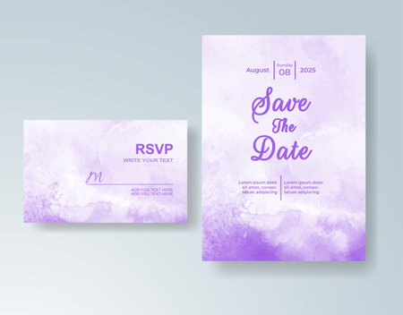 Wedding invitation with abstract splash watercolorのイラスト素材