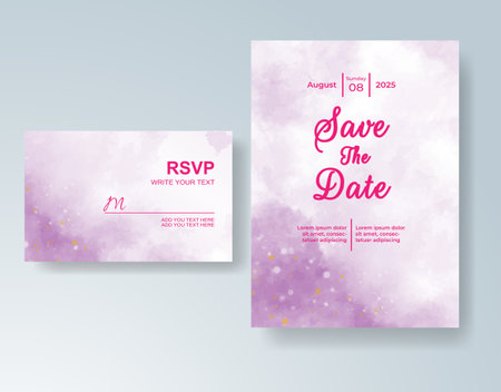 Watercolor wedding invitation cardのイラスト素材