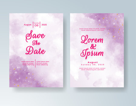 Watercolor wedding invitation cardのイラスト素材