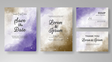 Wedding invitation with abstract splash watercolorのイラスト素材