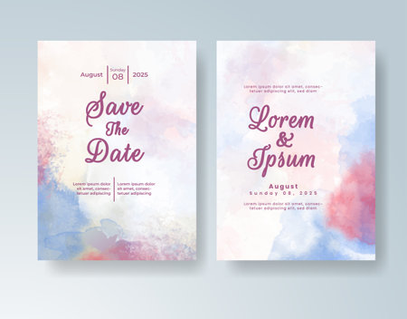 Watercolor wedding invitation cardのイラスト素材