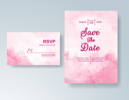Watercolor wedding invitation cardのイラスト素材