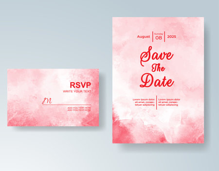 Watercolor wedding invitation cardのイラスト素材