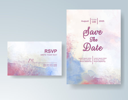 Watercolor wedding invitation cardのイラスト素材