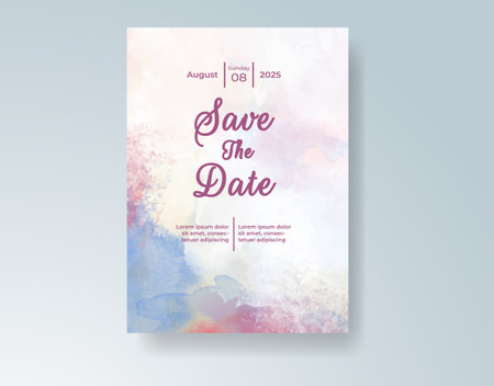 Watercolor wedding invitation cardのイラスト素材