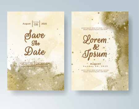 Watercolor wedding invitation cardのイラスト素材