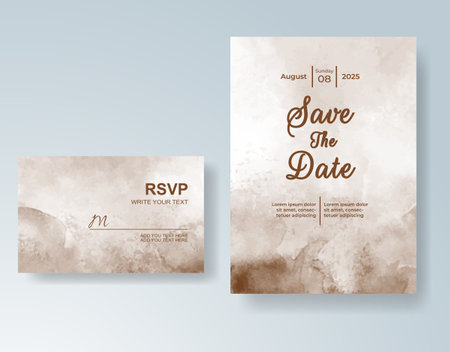 Watercolor wedding invitation cardのイラスト素材