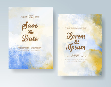 Watercolor wedding invitation cardのイラスト素材