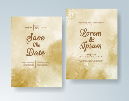 Watercolor wedding invitation cardのイラスト素材