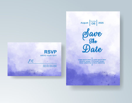 Watercolor wedding invitation cardのイラスト素材