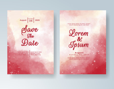 Watercolor wedding invitation cardのイラスト素材