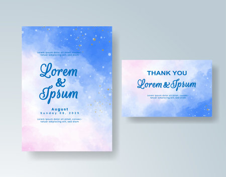 Watercolor wedding invitation cardのイラスト素材