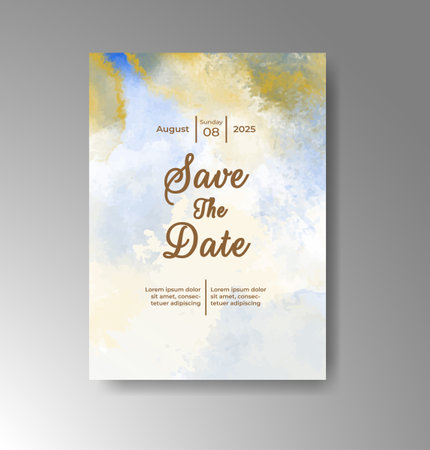 Wedding invitation with abstract watercolor backgroundのイラスト素材