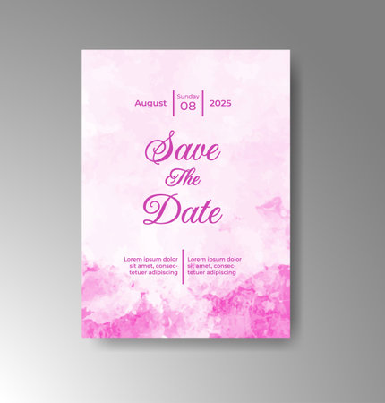 Wedding invitation with abstract watercolor backgroundのイラスト素材