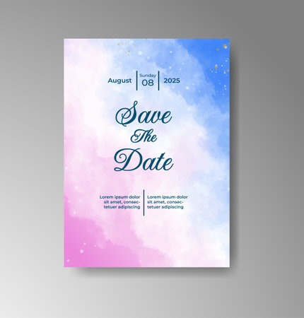 Wedding invitation with abstract watercolor backgroundのイラスト素材