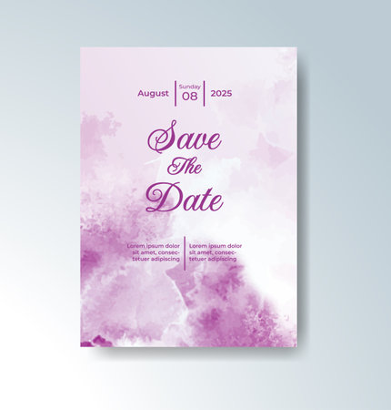 Wedding invitation with abstract watercolor backgroundのイラスト素材