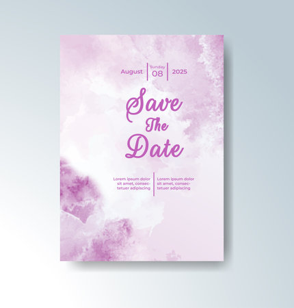 Wedding invitation with abstract watercolor backgroundのイラスト素材