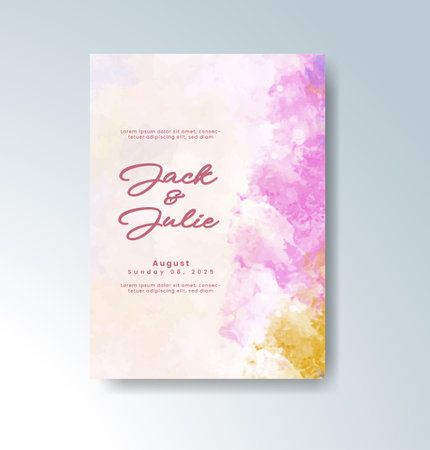 Wedding invitation with abstract watercolor backgroundのイラスト素材