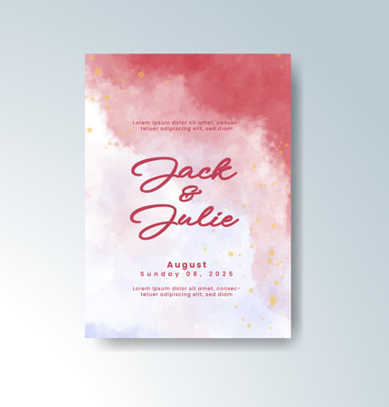 Wedding invitation with abstract watercolor backgroundのイラスト素材