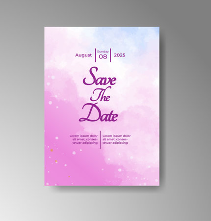 Wedding invitation with abstract watercolor backgroundのイラスト素材