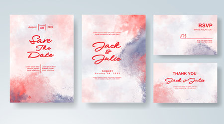 Wedding invitation with abstract watercolor backgroundのイラスト素材