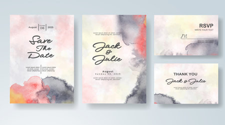 Wedding invitation with abstract watercolor backgroundのイラスト素材