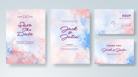 Wedding invitation with abstract watercolor backgroundのイラスト素材