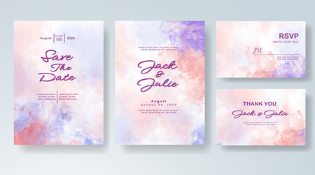 Wedding invitation with abstract watercolor backgroundのイラスト素材