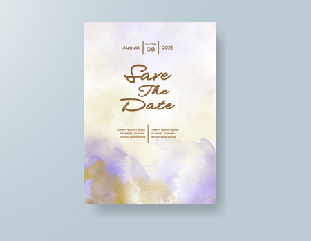Wedding invitation with abstract watercolor backgroundのイラスト素材