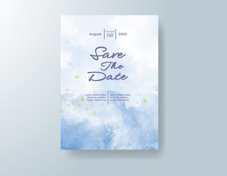Wedding invitation with abstract watercolor backgroundのイラスト素材