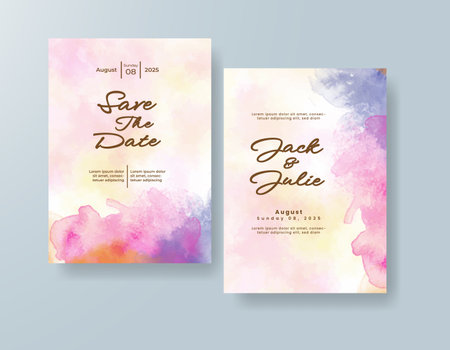 Wedding invitation with abstract watercolor backgroundのイラスト素材